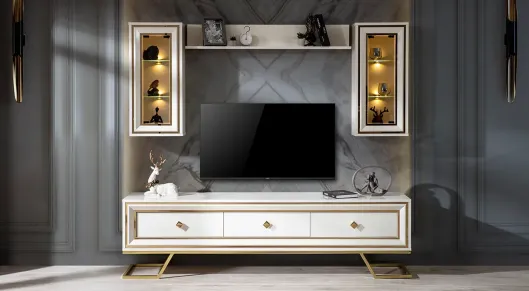 Product img 1, Palermo Metal Ayaklı Tv Ünitesi (Beyaz)